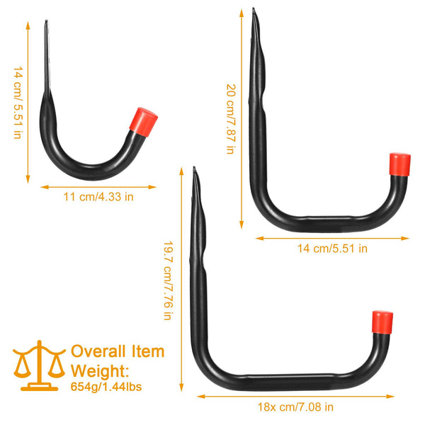 6 Pack Garage Storage Hooks 22lbs Load Bicycle Hooks Heavy Duty Utility Wall Hangers