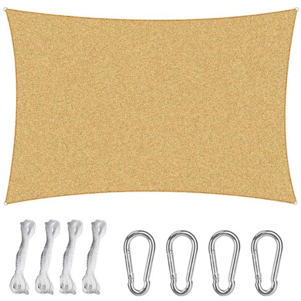 Rectangle Shade Sails Top Canopy 98% UV Block Awning Shelter Patio Cover 185GSM HDPE with Snap Hooks Ropes for Outdoor Garden Backyard