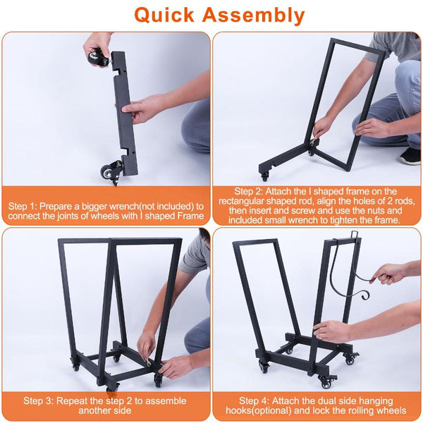 Firewood Log Rack 661LBS Iron Wood Lumber Storage Stacking Rack Holder with Hanging Hooks