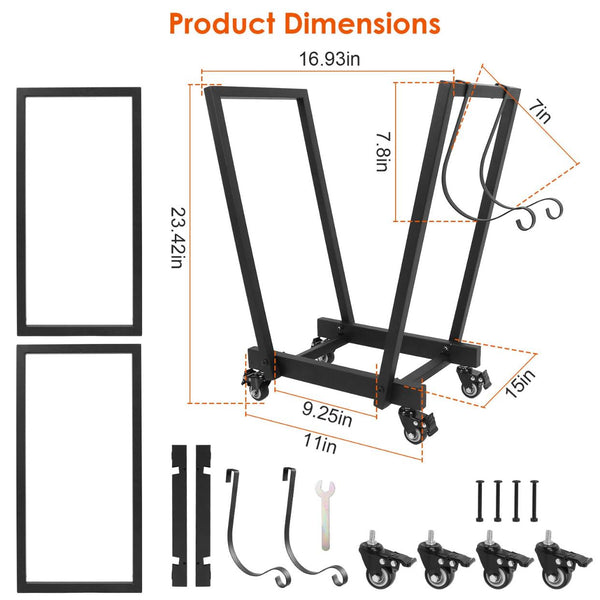 Firewood Log Rack 661LBS Iron Wood Lumber Storage Stacking Rack Holder with Hanging Hooks