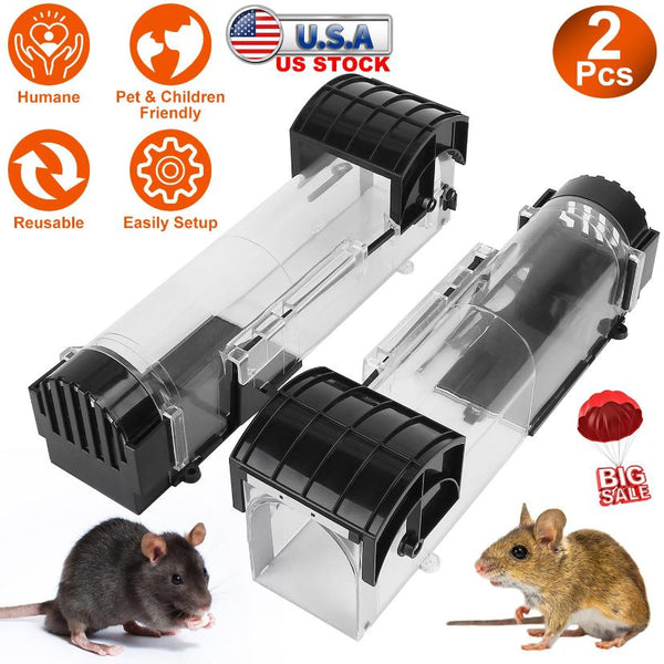 2Pcs Humane Live Mouse Trap Reusable Rat Rodent Trap Catch Release Cage Safe