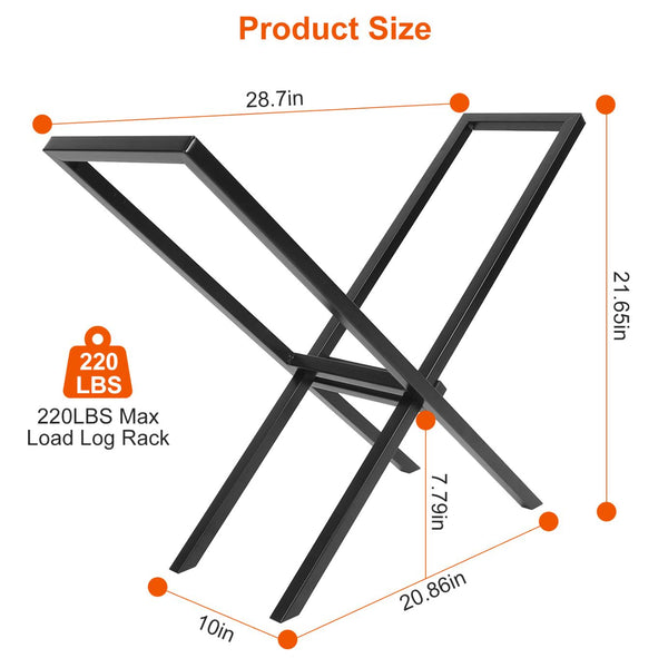Firewood Log Rack 220LBS Steel Wood Lumber Storage Stacking X Shape Holder