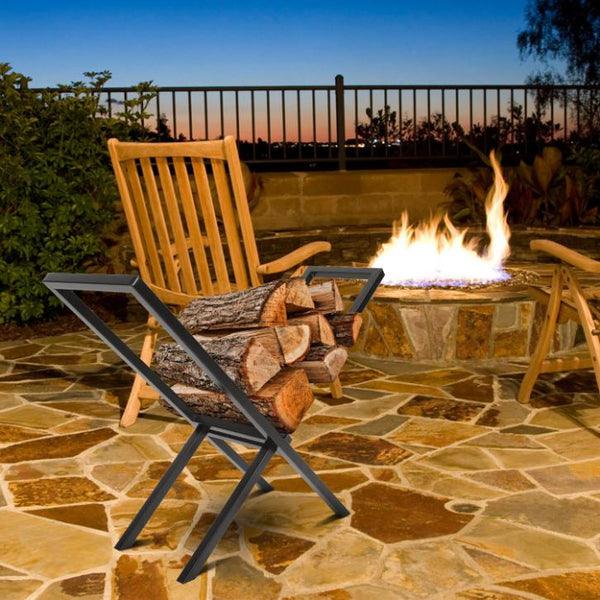 Firewood Log Rack 220LBS Steel Wood Lumber Storage Stacking X Shape Holder
