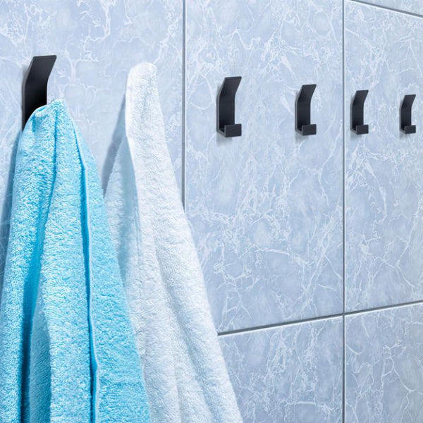 6 Pack Adhesive Hooks Aluminum Alloy Double Hook Wall Hanging Holders Hangers with Strong Glue 22LBS Capacity for Robe Coat Hat Keys