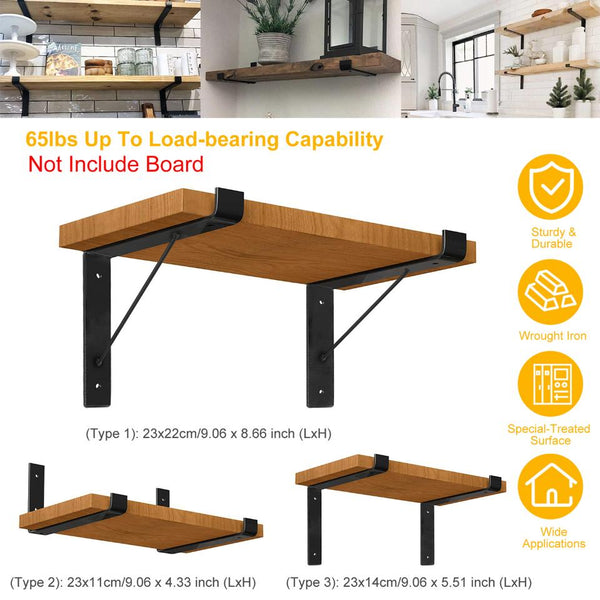 2 Pack Wall Mounted Shelf Bracket Heavy Duty L-Shaped Metal Shelf Bracket with Screws