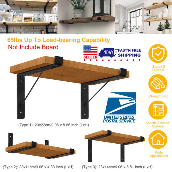 2 Pack Wall Mounted Shelf Bracket Heavy Duty L-Shaped Metal Shelf Bracket with Screws