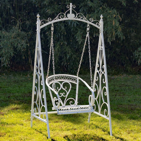 Iron Swing Chair Bordeaux for Year-Round Outdoor Use