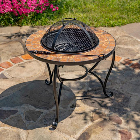 Round Mosaic Tile Metal Fire Pit Round Tables