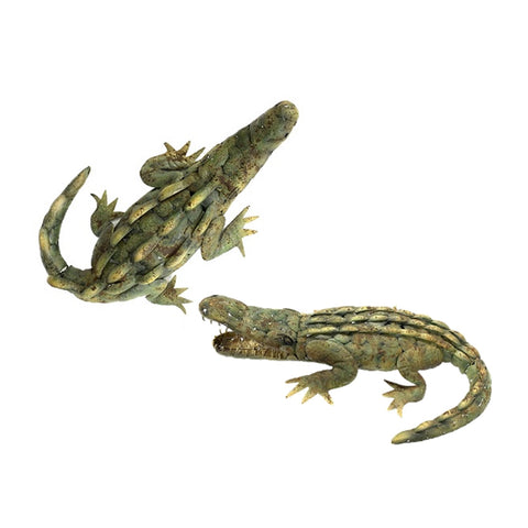 Set of 2 Assorted Metal Alligator Garden Decorations "Cypress & Blackwater"