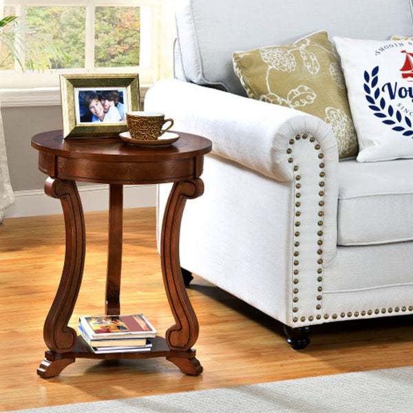 Round Side End Table Lamp Accent with Top Star Design