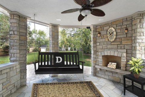 Traditional English 5 Foot Swing with Monogram - Black/White