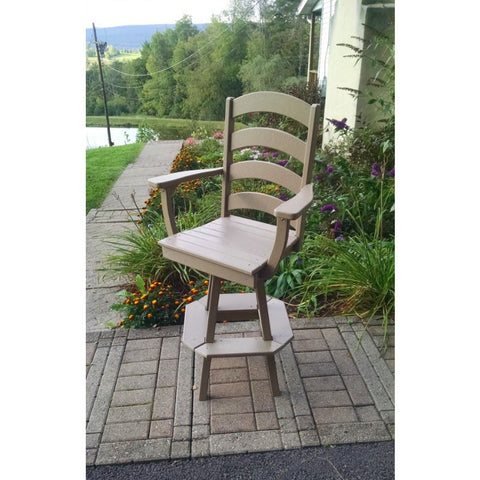Ladderback Swivel Bar Chair w/ Arms in HDPE Poly - Buy Online at YardEpic.com