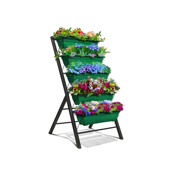 4 foot plastic planter 4 FT 5 Tier Green Vertical Garden Indoor/Outdoor Elevated Planter – YardEpic