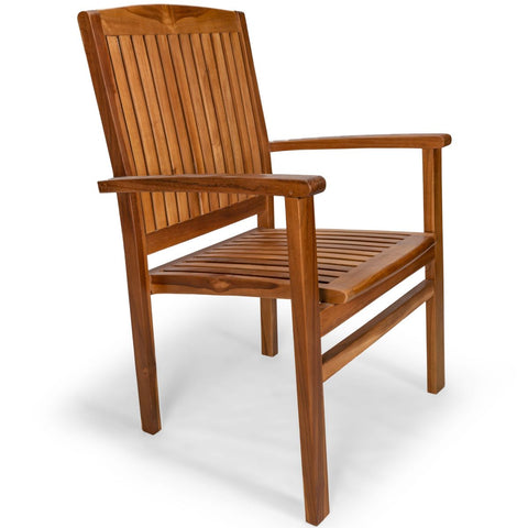 Stacking Teak Chair Vertical Slat Back