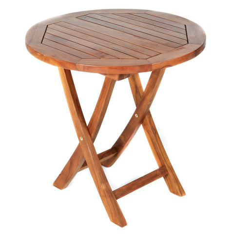 Teak Small Round Bistro Table 26 inch Diameter