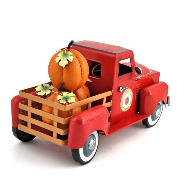 Country Style Metal Truck with Pumpkins Fall Autumn Halloween Decor