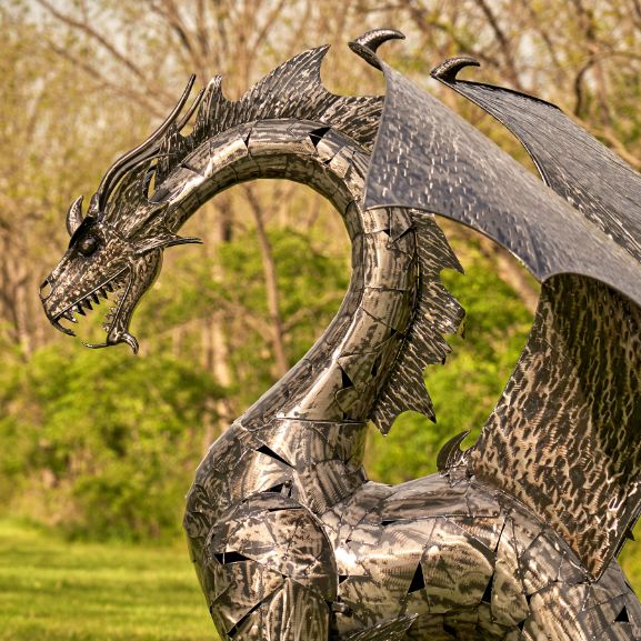 Metal Dragon Statues
