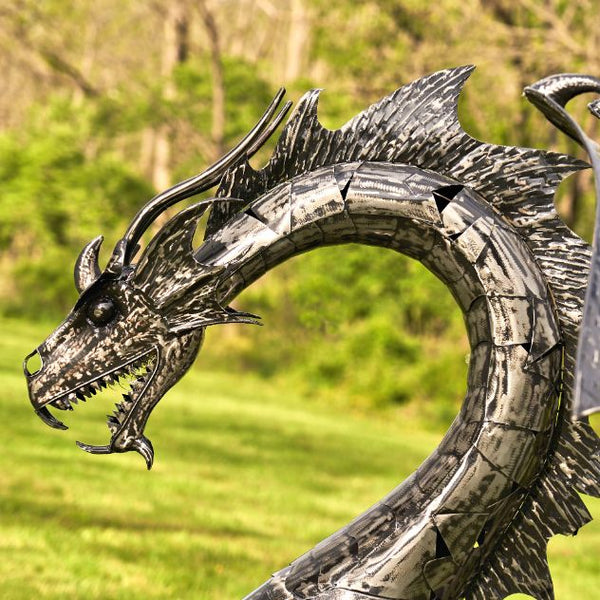 Metal Dragon Statues