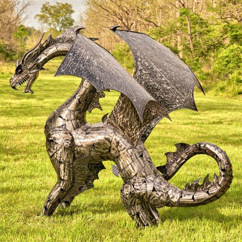 Metal Dragon Statues