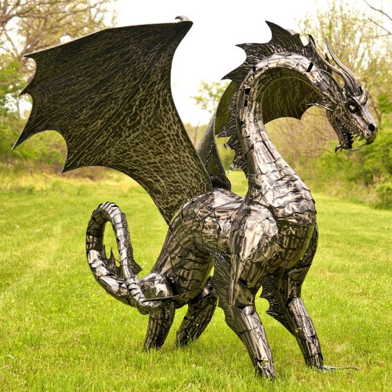Metal Dragon Statues