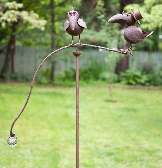 Bird Themed Garden Stake Stands Outdoor Decorations | Ravens Owls