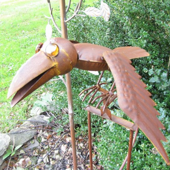 Bird Themed Garden Stake Stands Outdoor Decorations | Ravens Owls