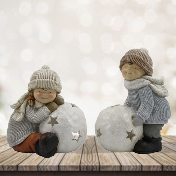 Set of 2 Tushkas Tealight Candle Holder Christmas Figurines