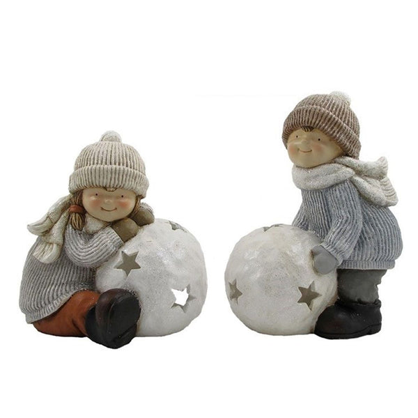 Set of 2 Tushkas Tealight Candle Holder Christmas Figurines