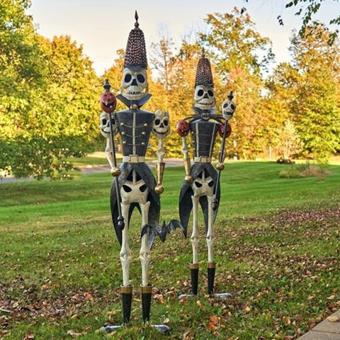 Halloween Scary Standing Skeleton Soldier Guards Set of 2