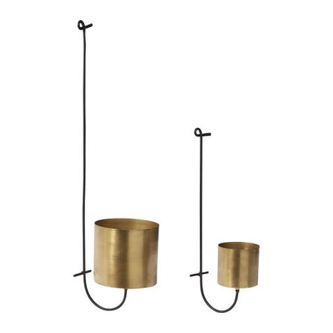 Wall Mounted Hanging Round Planter Pots in Gold Metal