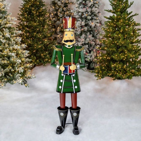 Christmas Nutcracker Holding Drum Trumpet Metal Porch Patio Xmas Decor