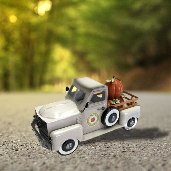 Country Style Metal Truck with Pumpkins Fall Autumn Halloween Decor