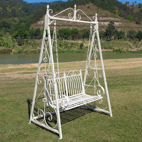 Iron Swing Bench with Stand "Tserovani" for Backyard Patio Garden