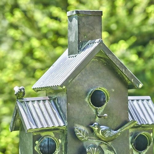 Tall Birdhouse Stakes Chapel Condo | Copper Galvanized