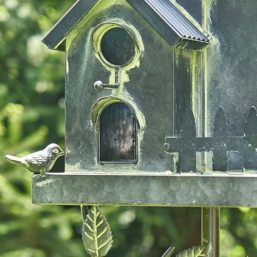 Tall Birdhouse Stakes Chapel Condo | Copper Galvanized