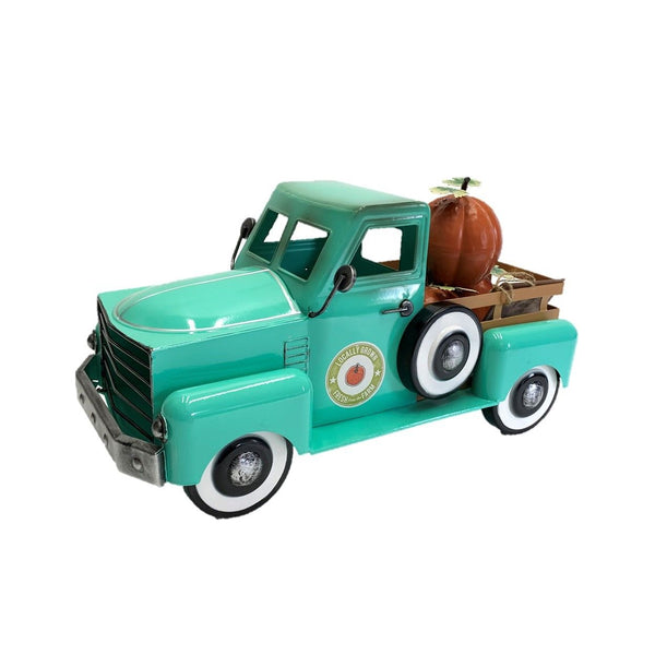 Country Style Metal Truck with Pumpkins Fall Autumn Halloween Decor