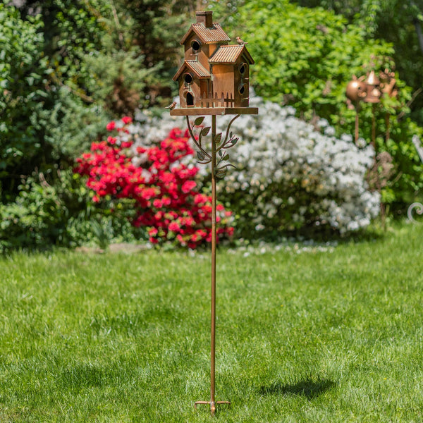 Tall Birdhouse Stakes Chapel Condo | Copper Galvanized