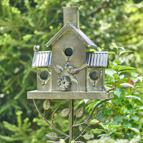 Tall Birdhouse Stakes Chapel Condo | Copper Galvanized