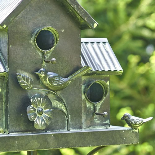 Tall Birdhouse Stakes Chapel Condo | Copper Galvanized