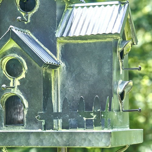 Tall Birdhouse Stakes Chapel Condo | Copper Galvanized