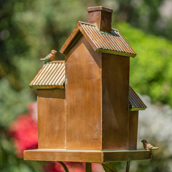 Tall Birdhouse Stakes Chapel Condo | Copper Galvanized