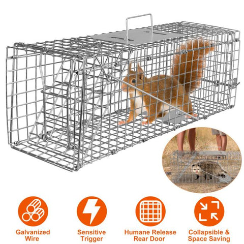 Humane Trap Cage Catch Release Live Small Animal Rodent Cage Collapsible Metal Wire