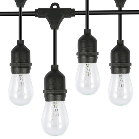 48FT Outdoor String Lights Waterproof Patio Bulbs Commercial Yard Lights Garden Warm