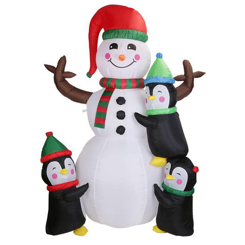 5.9FT Christmas Inflatable Outdoor Decoration Snowman Penguin Blow Up Yard Decoration