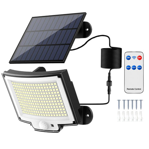 Solar Powered Flood Light Solar Motion Sensor Wall Lamp 228 LED Beads Detachable Panel