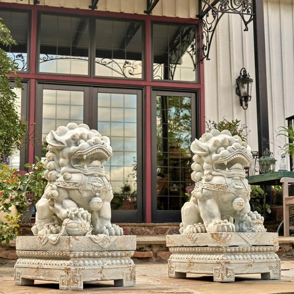Set of 2 Magnesium Foo Dog Statues "Gan & An"