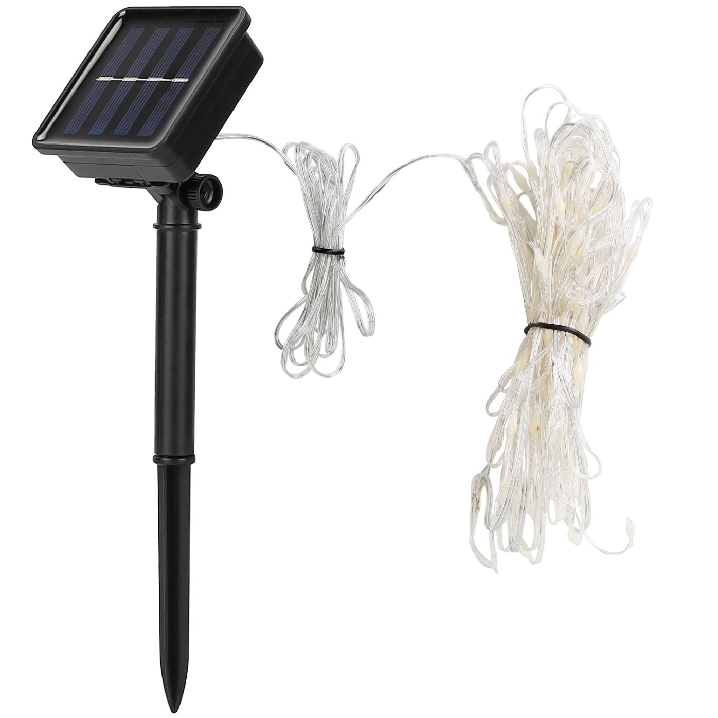 led string lights for patio umbrella Generic Solar Umbrella Lights Outdoor Parasol String Light 8 Lighting Mode Waterproof 104 LED 8 Bundles Warm White