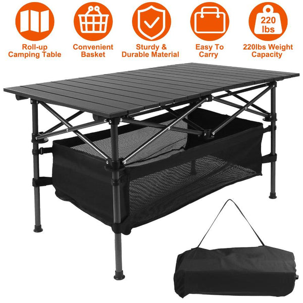 Folding Camping Table Portable Lightweight Aluminum Roll-up Picnic