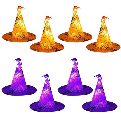 8 Pack Witch Hat Hanging String LED Light Glowing Halloween Decoration 8 Lighting Modes