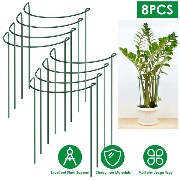 potted plant support ring iNova Half Round Garden Plant Support Stakes Flower Support Ring Cages in Green